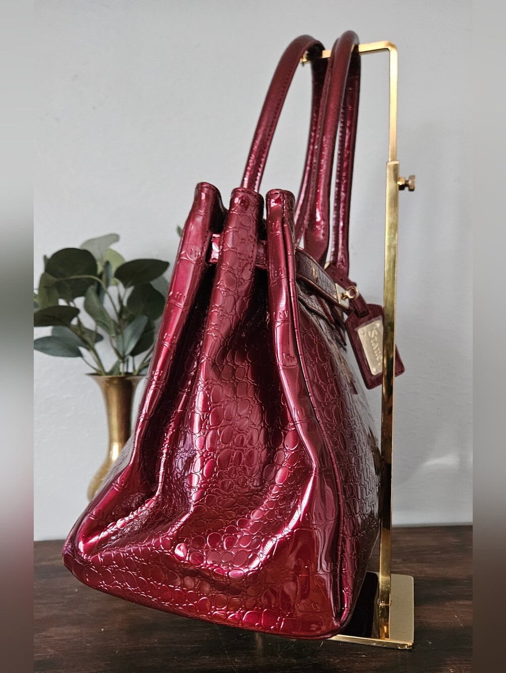 NWOT Stauer Vintage Glam Style Crocodile-Embossed Faux-leather Satchel Handhag. - Picture 5 of 12